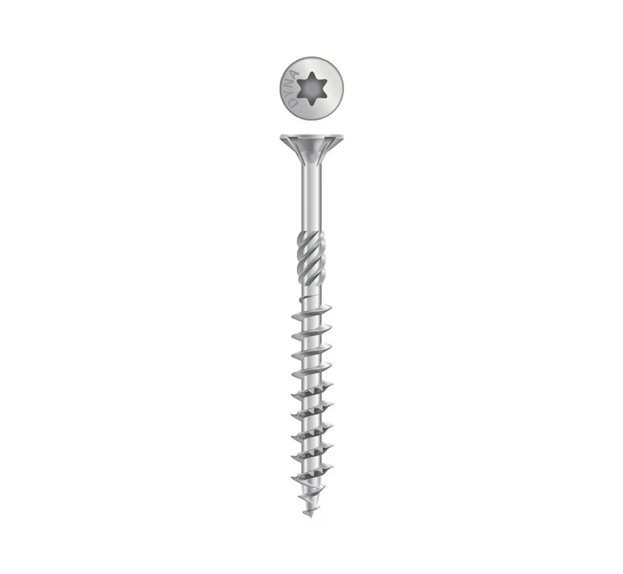 Dynaplus - Uni screws - Torx 20 flat head - 4 x 50mm - Zinc-plated - Gold thread (200 pieces)