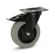 MESO Gray rubber swivel braked castor 125 mm -180 kg