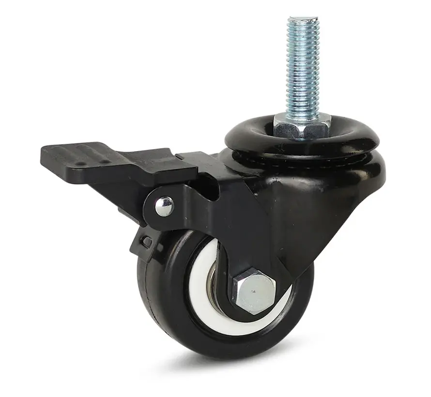 Black PU swivel castor with brake 50 mm - BPU9-50