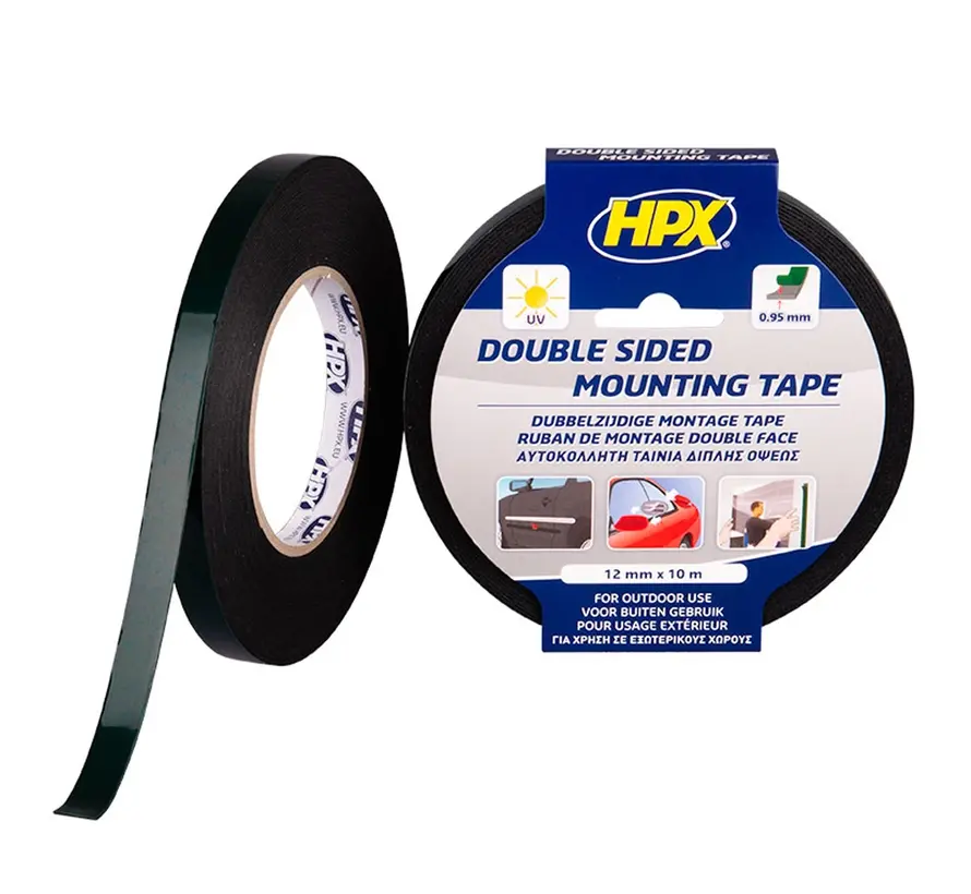 Double-sided fixing tape - Black - 12mm x 10m