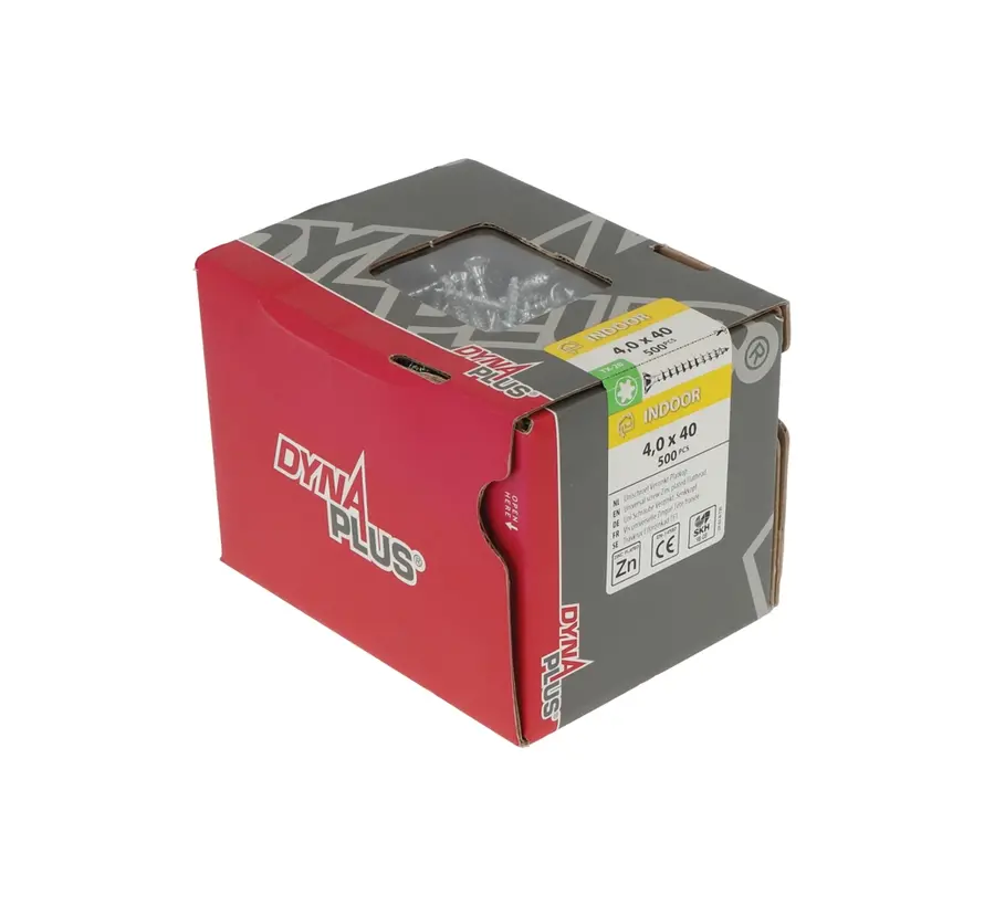 Dynaplus - Uni screws - Torx 20 flat head - 4 x 40mm - Zinc-plated - Gold thread (500 pieces)