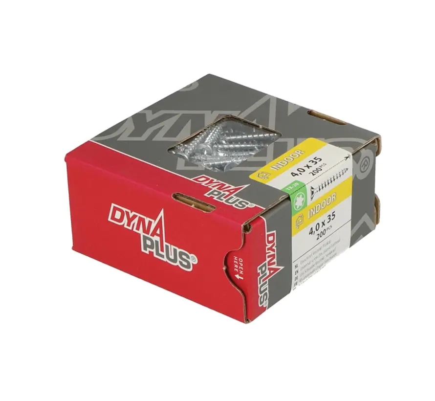 Dynaplus - Uni screws - Torx 20 flat head - 4 x 30mm - Zinc-plated - Gold thread (200 pieces)
