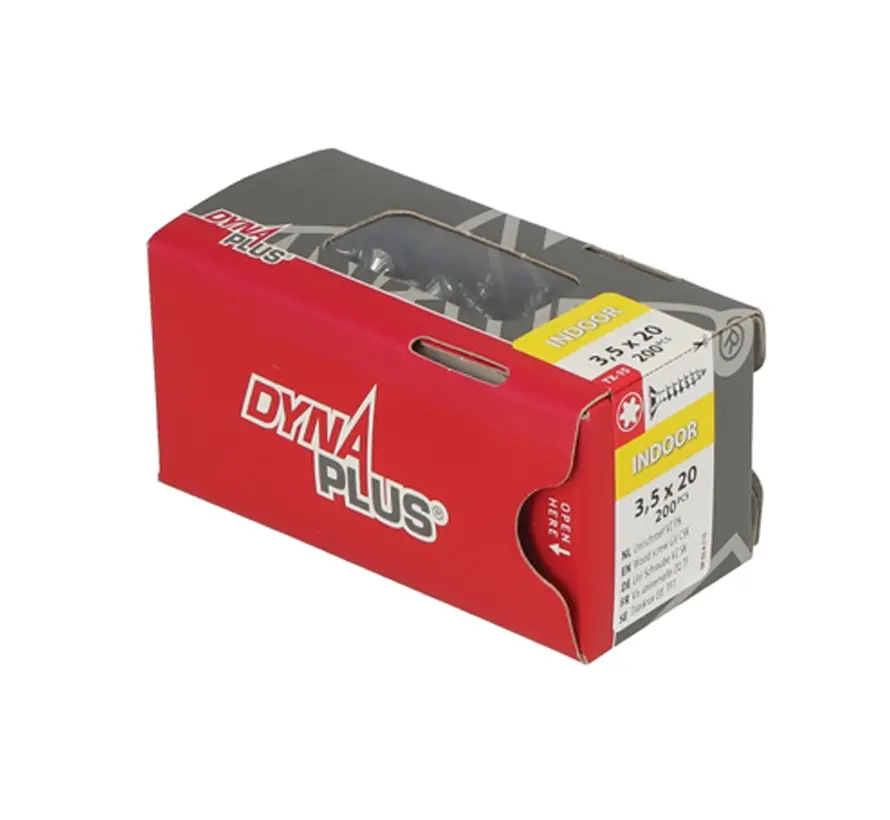 Dynaplus - Uni screws - Torx 15 flat head - 3.5 x 20mm - Zinc-plated - Gold thread (200 pieces)