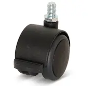 Premium furniture wheel, with cap, 50mm, PU braked with threaded pin 10x15mm