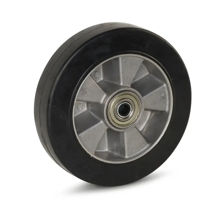 Black elastic rubber loose wheel - 200mm - 450kg