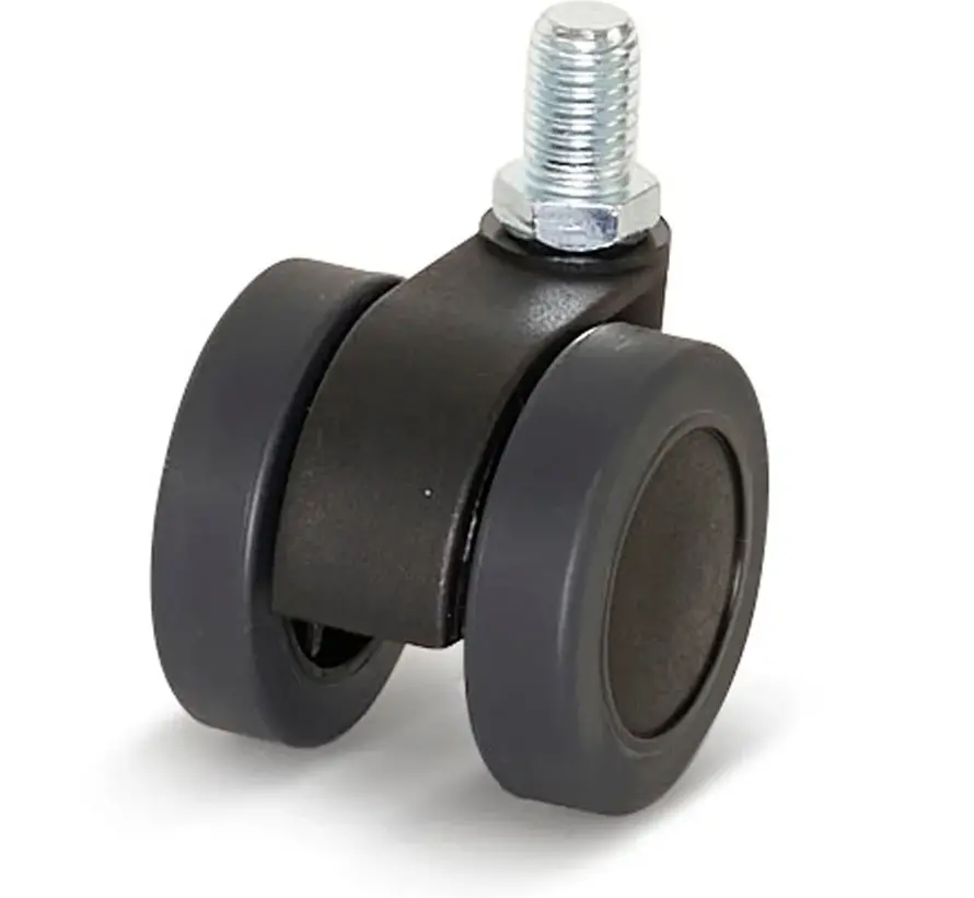 Premium furniture castor, 42mm, PU with threaded pin 10x15mm