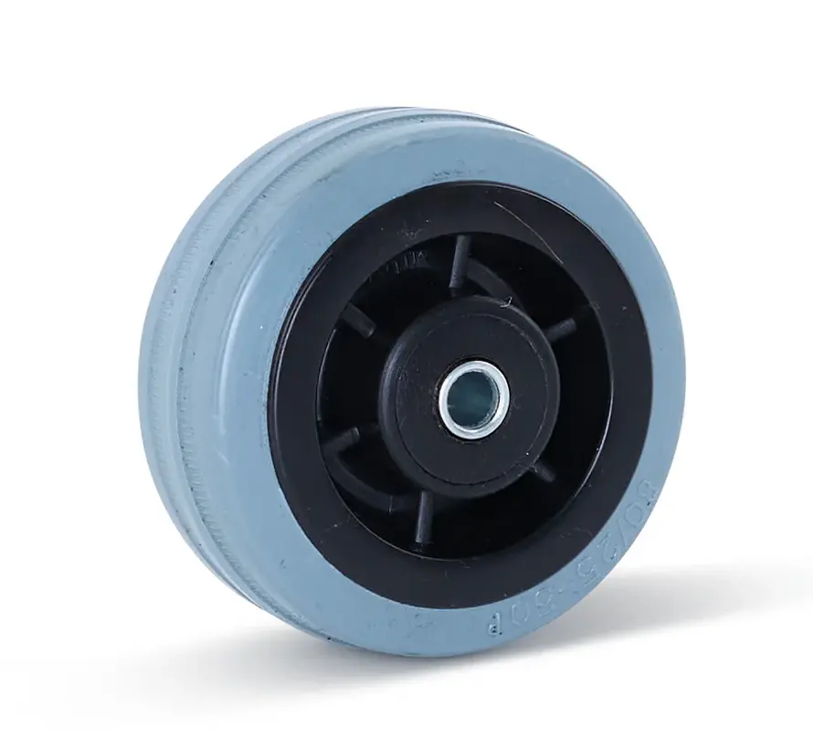 Grey rubber wheel - 80mm - 60kg - Non-marking