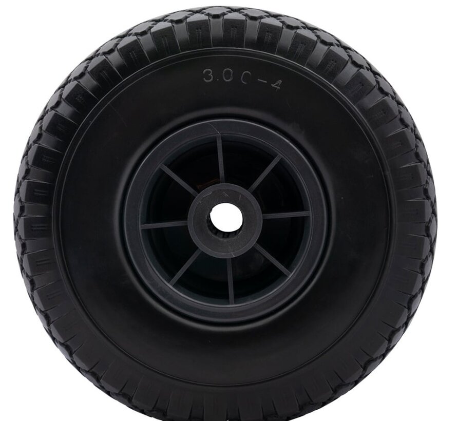 Trolley wheel / Bolder cart wheel 3.00-4 - Anti-leak (PU) Black/Black, Load capacity 125kg -