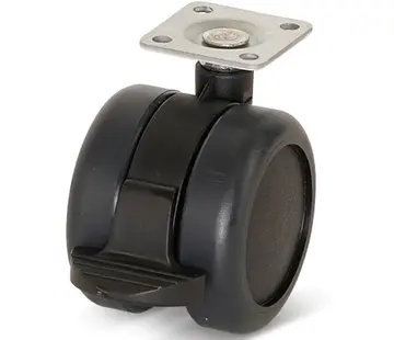 Premium furniture wheel, 60mm, PU braked, top plate 36.5x36.5mm
