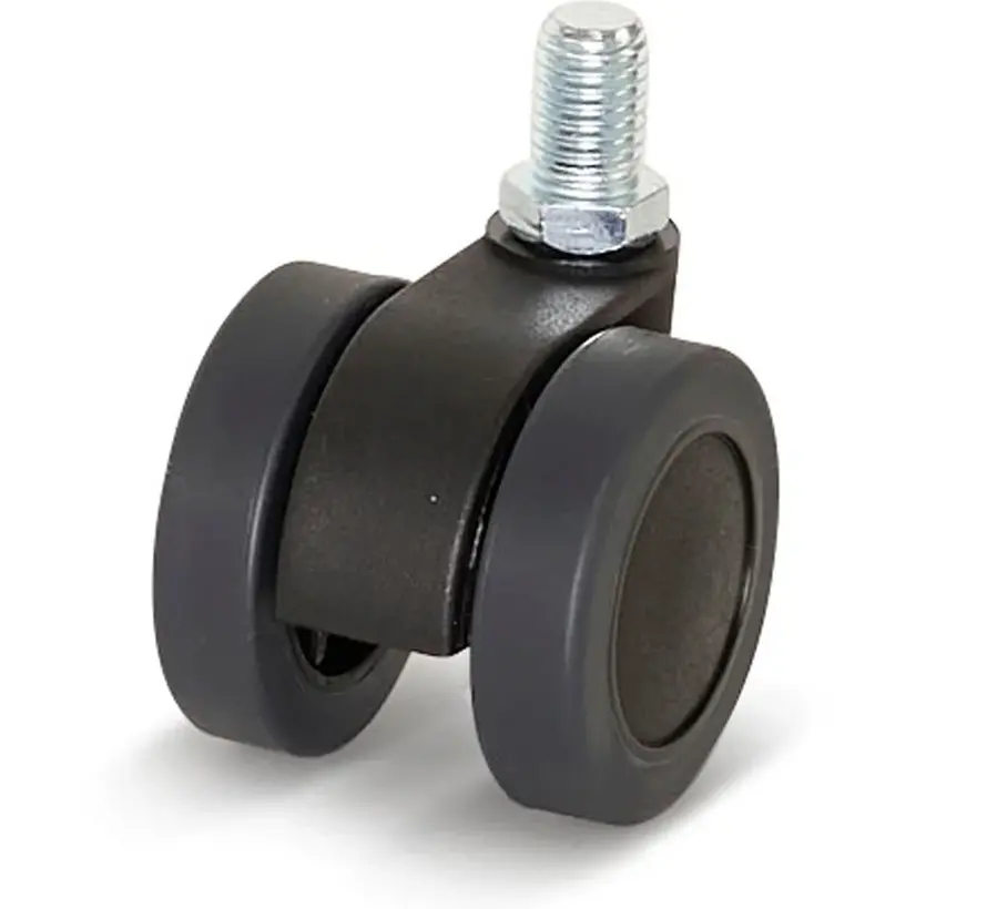 Premium furniture castor, 42mm, PU with threaded pin 8x15mm