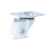 MESO Small white PP swivel castor with top plate - 25mm -15kg