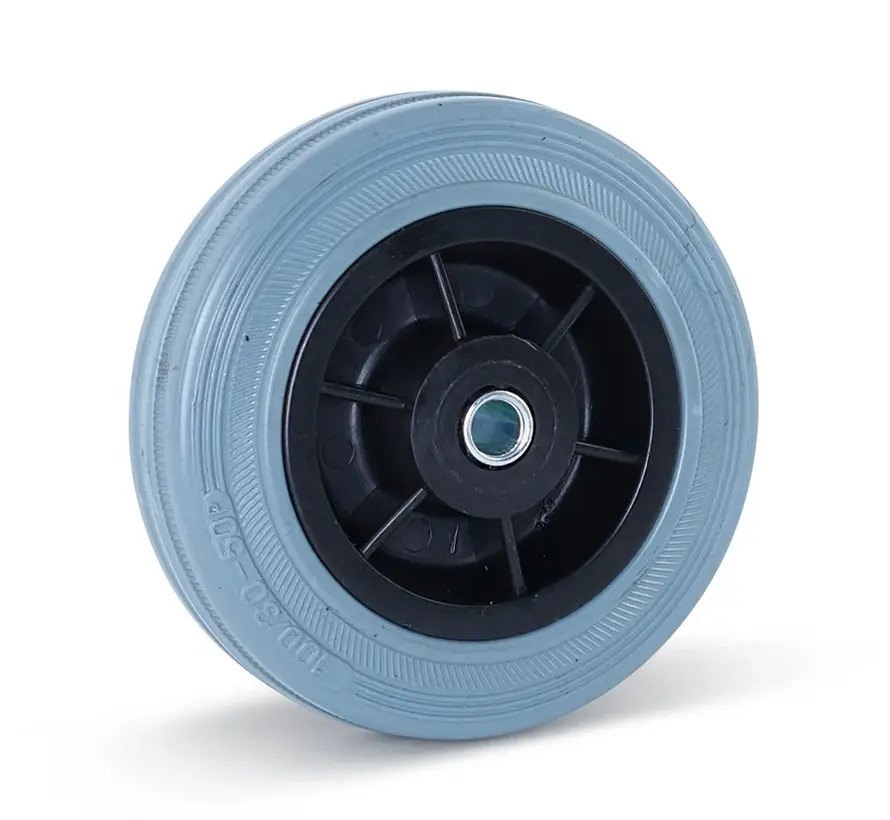 Grey rubber wheel - 100mm - 75kg - Non-marking