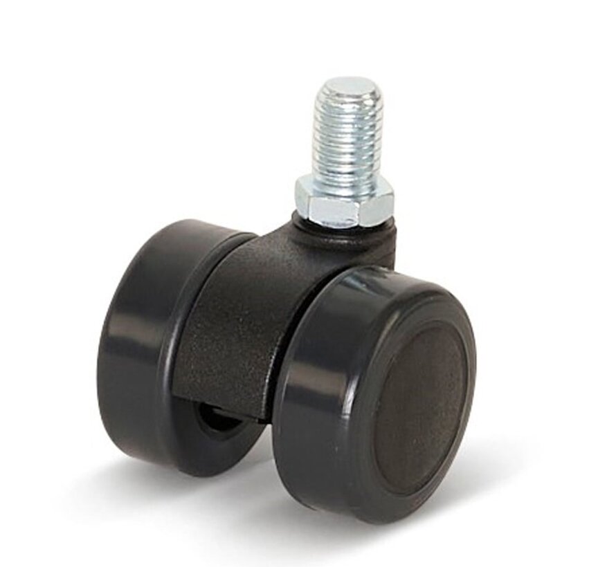 Premium furniture castor, 36mm, PU with threaded pin 10x15mm