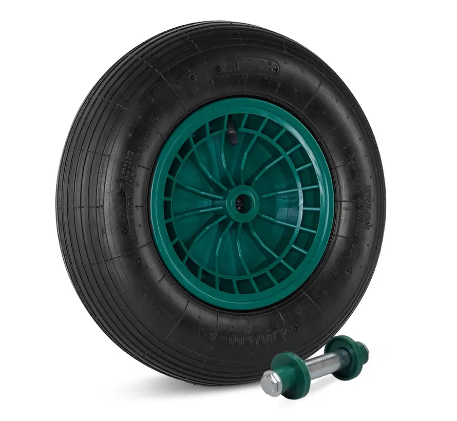 Wheelbarrow wheel Air tyre 390mm diameter, Load capacity 200kg, INCLUDING 130mm AS
