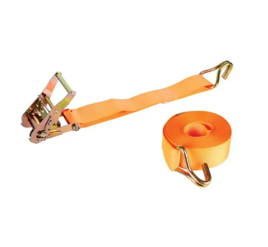 Ratchet tensioning strap + hooks - Max. 1000kg - 9m x 50mm