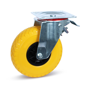 MESO Braked swivel castor Anti-leak tyre - Large plate - Plastic rim - 260mm -75kg