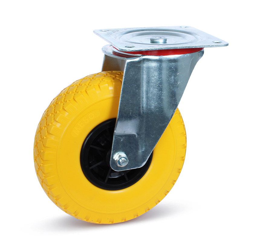 Swivel castor Anti-leak tyre - Large plate - Plastic rim - 260mm - 125kg