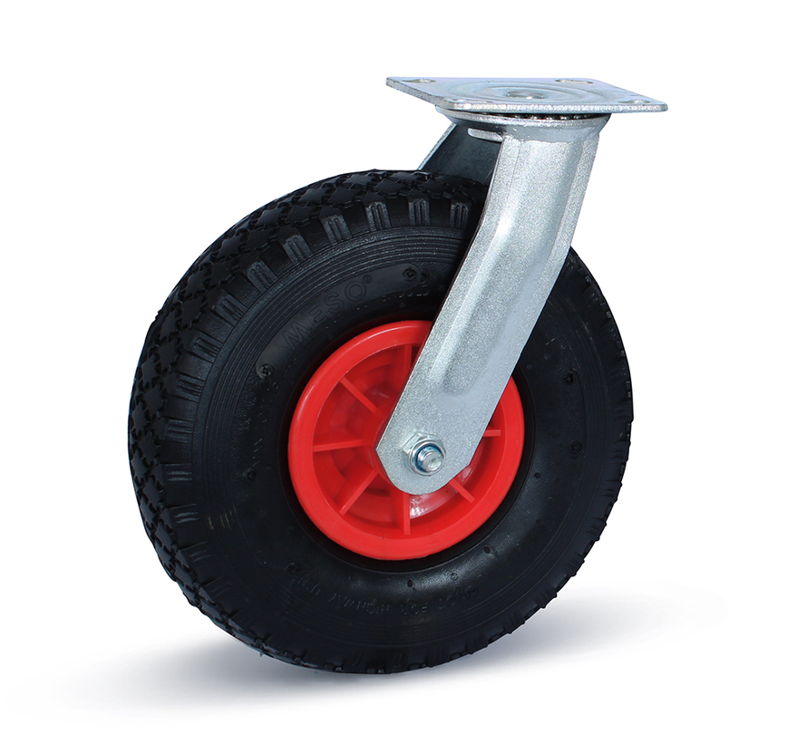 Swivel castor pneumatic tyre - Plastic rim - 260mm - 125kg