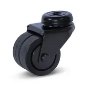 MESO Black double castor with central hole - 50mm - 90kg