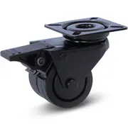 MESO Black double swivel castor braked with top plate - 50mm - 90kg