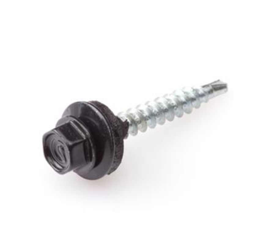 Roof & Facade - Profile plate screws - 4.9 x 35mm - Zinc-plated - Gold thread - Black (50 pieces)