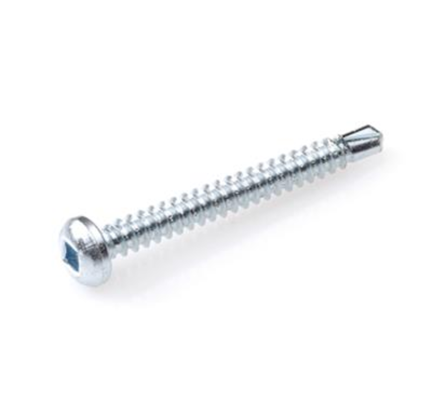 Self-drilling Sheet Metal Screws - Squaredrive Cylindrical Head - 4.8 x 16mm N-SQ - Solid Thread - Zinc-plated (200 pieces)