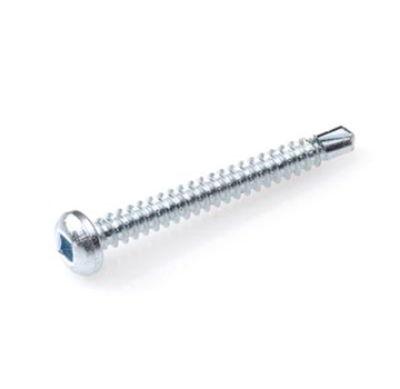 Self-drilling Sheet Metal Screws - Squaredrive Cylindrical Head - 4.8 x 38mm N-SQ - Solid Thread - Zinc-plated (200 pieces)
