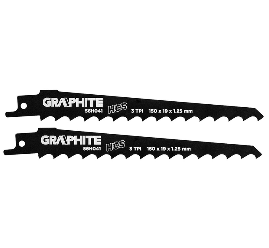 Graphite - Reciprocating saw blades - 3 TPI - 150x19x1.25mm (2 pieces)