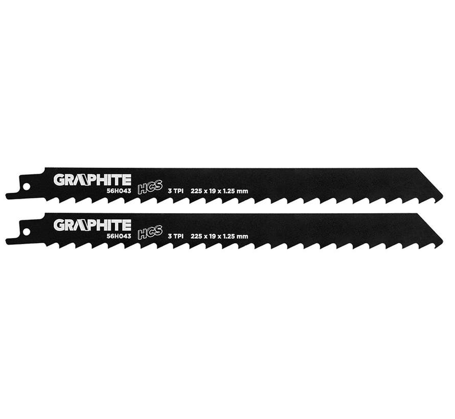 Graphite - Reciprocating saw blades - 3 TPI - 225x19x1.25mm (2 pieces)