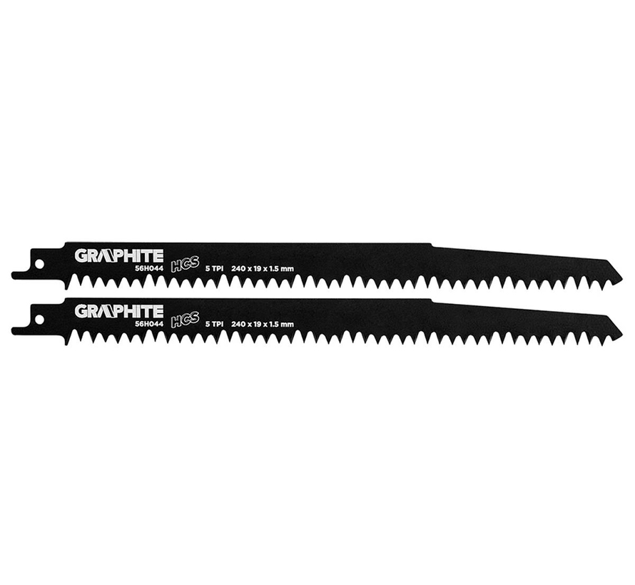 Graphite - Reciprocating saw blades - 5 TPI - 240x19x1.5mm (2 pieces)