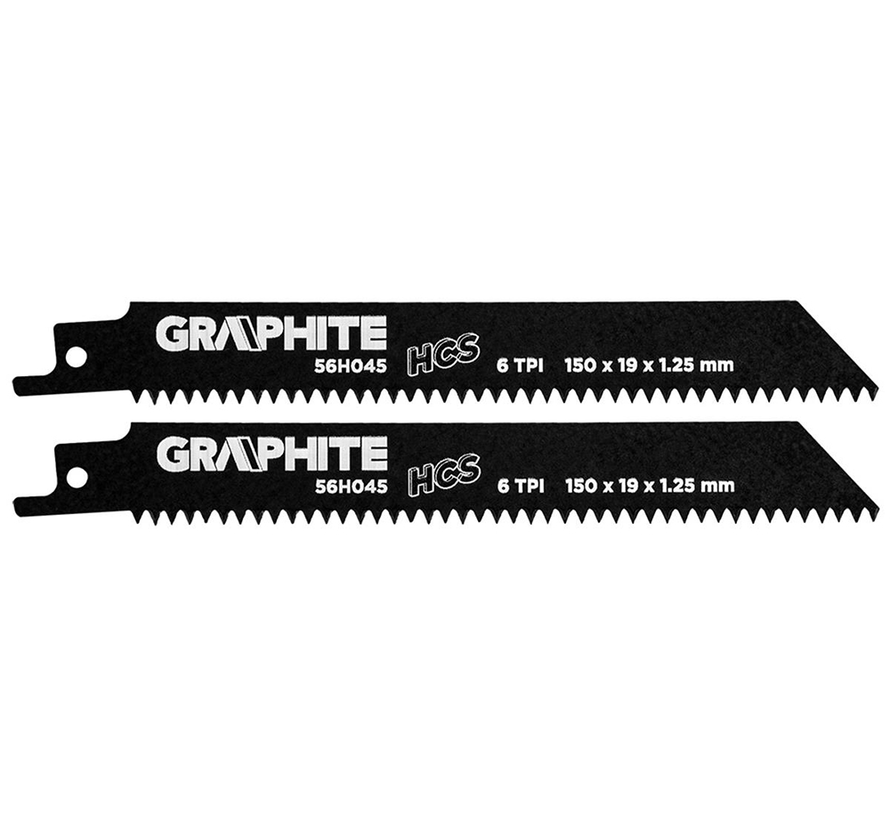 Graphite - Reciprocating saw blades - 6 TPI - 150x19x1.25mm (2 pieces)