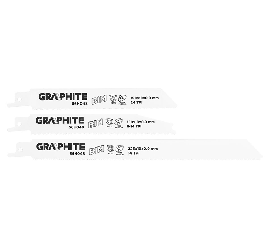 Graphite - Reciprocating saw blade set - For wood/metal (3 pieces)
