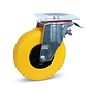 Braked swivel castor Anti-leak tyre - Large plate - Plastic rim - 260mm -75kg