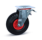 Braked swivel castor pneumatic tyre - Large plate - Plastic rim - 260mm - 125kg