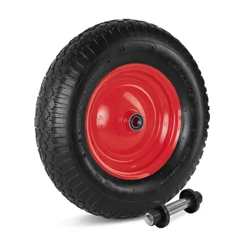 MESO Wheelbarrow wheel 400x8, pneumatic tyre, metal rim, axle hole ball bearing 20mm , Load capacity 200kg - INCLUDING 130mm AS