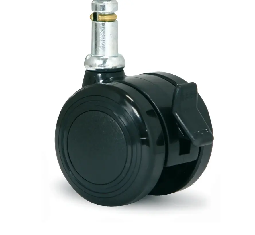 Furniture castor 50mm PU double soft with pin 11x23mm braked