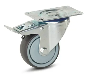 MESO Equipment swivel castor braked with top plate - 80mm - 80kg