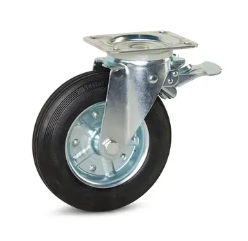 MESO Waste container swivel castor braked with top plate - 200mm - 240kg