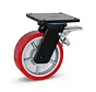 PU extra heavy duty swivel castor braked with top plate - 200mm - 1400kg
