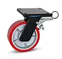 PU extra heavy duty swivel castor braked with top plate and directional lock - 150mm - 1000kg