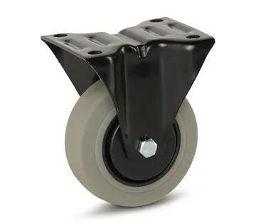 MESO Grey Rubber fixed castor black housing - 100mm - 150kg
