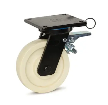 MESO Nylon extra heavy duty swivel castor braked with top plate and directional lock - 200mm - 1,300kg