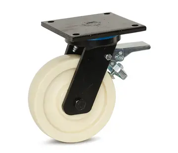 MESO Nylon extra heavy duty swivel castor braked with top plate - 200mm - 1,300kg