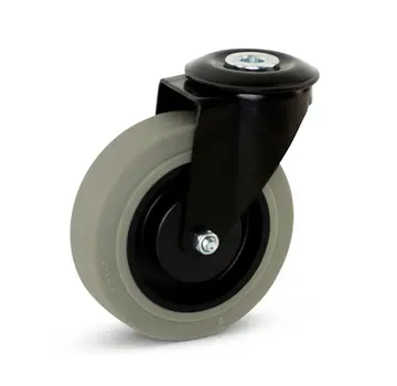 MESO Grey Rubber caster black housing with central hole - 125mm - 180kg