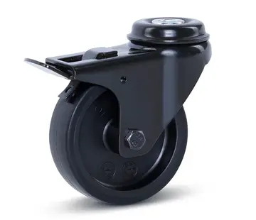 MESO Furniture swivel castor black braked with central hole - 75mm - 60kg