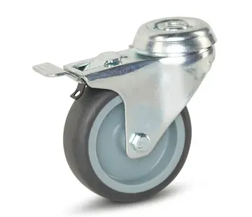 MESO Furniture swivel castor braked with central hole - 75mm - 60kg