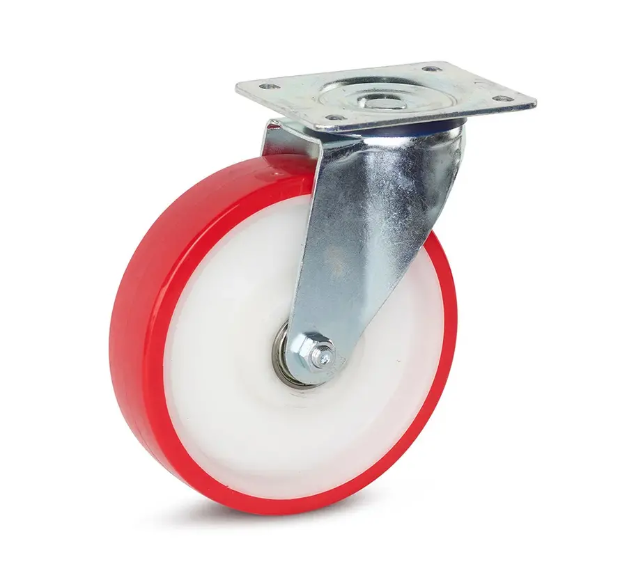 PU swivel castor with top plate - 200mm - 400kg