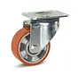 PU heavy duty swivel castor with top plate - 125mm - 500kg