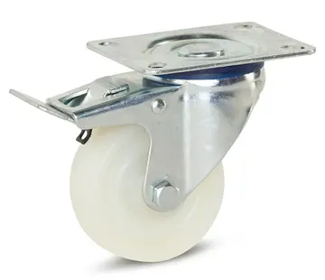 MESO Nylon swivel castor braked with top plate - 80mm - 150kg