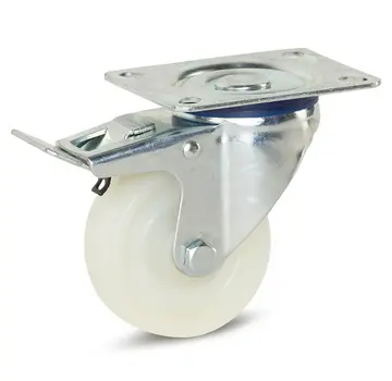 MESO Nylon swivel castor braked with top plate - 80mm - 150kg